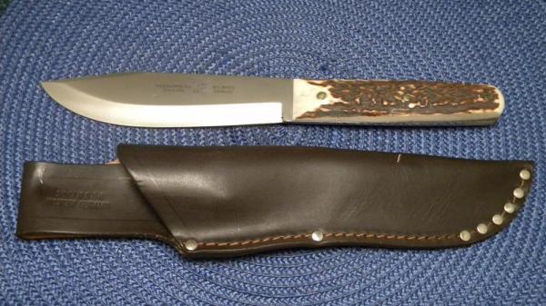 Weidmannsheil Solingen Germany Stainless Stag Fixed Blade Sheath Knife Weidmannsheil Solingen Germany Stainless Stag Fixed Blade Sheath Knife