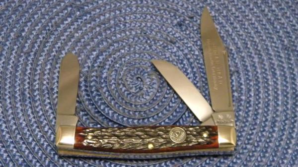Buck Creek Indian Head Solingen Germany Bone Stockman Knife Buck Creek Indian Head Solingen Germany Bone Stockman Knife