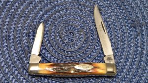 Case XX Stainless USA 4 Dot (1976) Stag 5233 SS Razor Edge 2 Blade Pen Knife