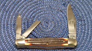 Queen Steel #48S Burnt Orange Imitation Winterbottom Bone Whittler Knife c.1990
