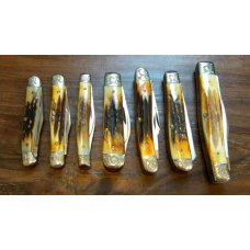 Case XX SS USA 10 Dot (1980) Stag Engraved Bolsters 75th Anniversary 7 Knife Set Case XX SS USA 10 Dot (1980) Stag Engraved Bolsters 75th Anniversary 7 Knife Set