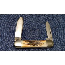 Case XX Stainless USA 3 Dot (1977) Stag 52131 SSP Blue Scroll Canoe Knife Case XX Stainless USA 3 Dot (1977) Stag 52131 SSP Blue Scroll Canoe Knife