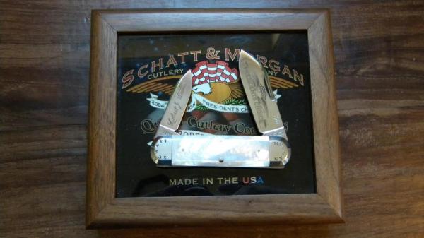 Schatt & Morgan Titusville PA. 2004 Pearl Presidents Choice Sunfish Elephant Toe Knife in Box Schatt & Morgan Titusville PA. 2004 Pearl Presidents Choice Sunfish Elephant Toe Knife in Box
