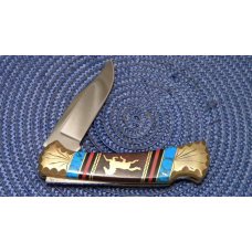 Buck Custom USA David Yellowhorse Mustang Folding Lockback Knife in Box Buck Custom USA David Yellowhorse Mustang Folding Lockback Knife in Box