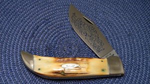 Case XX Hand Made USA 3 Dot (1977) Stag 5172 SSP Blue Scroll Clasp Knife