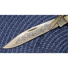 Case XX Stainless USA 3 Dot (1977) Stag 5111 1/2 Blue Scroll Knife Case XX Stainless USA 3 Dot (1977) Stag 5111 1/2 Blue Scroll Knife