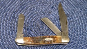 Case XX USA 1 Dot (1989) ROG6347 D Rogers Bone Damascus Stockman Knife