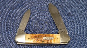 Case XX USA 1 Dot (1989) ROG62131 D Rogers Bone Damascus Canoe Knife
