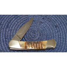 Case XX USA 1 Dot (1989) ROG61405L D Rogers Bone Damascus Lockback Knife