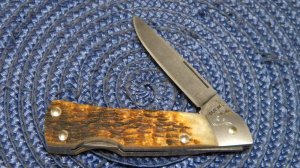 Case XX USA 1 Dot (1989) ROG61059L D Rogers Bone Damascus Lockback Knife