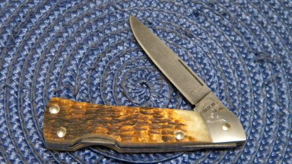 Case XX USA 1 Dot (1989) ROG61059L D Rogers Bone Damascus Lockback Knife Case XX USA 1 Dot (1989) ROG61059L D Rogers Bone Damascus Lockback Knife