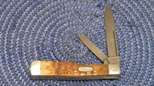 Case XX USA 1 Dot (1989) ROG6215 D Rogers Bone Damascus Gunstock Knife
