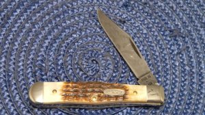 Case XX USA 1 Dot (1989) ROG6125 1/2 D Rogers Bone Damascus Little Coke Bottle Knife