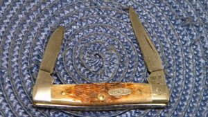 Case XX USA 1 Dot (1989) ROG62033 D Rogers Bone Damascus Pen Knife