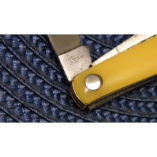 John Primble Belknap Hdw Mfg Co Yellow 932Y Birdseye Rivet Stockman Knife c.1940-1968 John Primble Belknap Hdw Mfg Co Yellow 932Y Birdseye Rivet Stockman Knife c.1940-1968