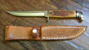 Case XX USA 1965-69 Second Cut Stag 5 Finn Fixed Blade Sheath Knife