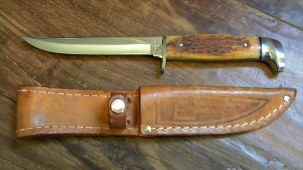 Case XX USA 1965-69 Second Cut Stag 5 Finn Fixed Blade Sheath Knife