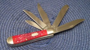 Case XX USA 3 Dot (1997) Red Bone 6549 SS 5 Blade Copperhead Knife