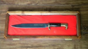 Kershaw Solingen Germany Rostfrei Golden Eagle Fixed Blade Knife in Display