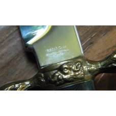 Kershaw Solingen Germany Rostfrei Golden Boar Fixed Blade Knife in Display
