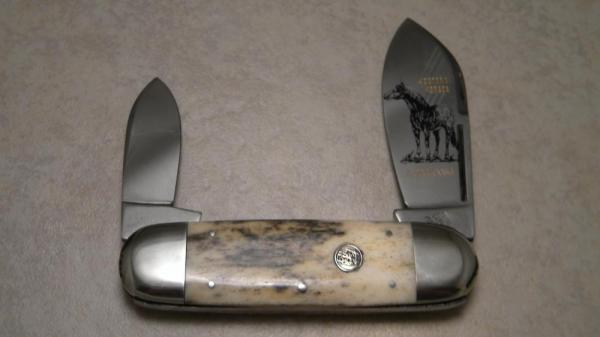 Bulldog Brand Solingen Germany 1995 Appaloosa Bone Western Horses Elephant Toe Sunfish Knife Bulldog Brand Solingen Germany 1995 Appaloosa Bone Western Horses Elephant Toe Sunfish Knife