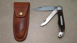Schrade Walden NY USA 25OT Delrin Old Timer Folding Hunter Knife & Pouch