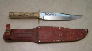 Olsen Knife Co. Solingen Germany Stag Bowie Fixed Blade Sheath Knife