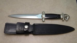 Will & Finck S.F. CAL Stainless Steel Japan Wood Horse Head Pommel Fixed Blade Sheath Knife