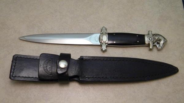 Will & Finck S.F. CAL Stainless Steel Japan Wood Horse Head Pommel Fixed Blade Sheath Knife