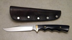 Custom Wood Fixed Blade Knife with Leather Sheath by Dawson