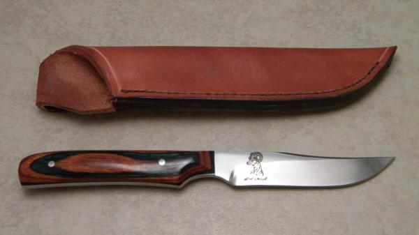 Custom Wood Fixed Blade Knife with Leather Sheath by Bud Terral Custom Wood Fixed Blade Knife with Leather Sheath by Bud Terral
