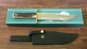 Bear MGC USA Bone Stag 502 Bowie Fixed Blade Sheath Knife in Box