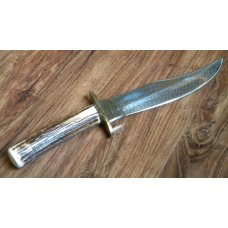 Custom Stag Fixed Blade Bowie Knife with Leather Sheath by Weatherford Custom Stag Fixed Blade Bowie Knife with Leather Sheath by Weatherford