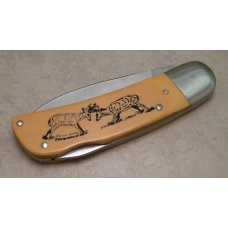 Schrade + USA SC504 Scrimshaw Yellow Micarta Large Lockback Knife Schrade + USA SC504 Scrimshaw Yellow Micarta Large Lockback Knife