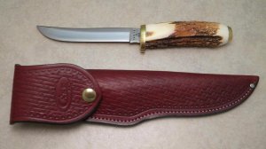 Case XX SS USA 9 Dot (1981) Stag 5300 Apache Fixed Blade Sheath Knife 