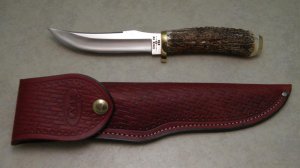 Case XX SS USA 9 Dot (1981) Stag 5400 Cheyenne Fixed Blade Sheath Knife 
