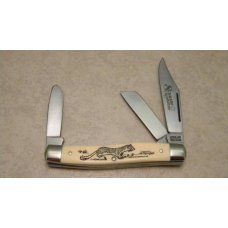 Schrade USA SC505 Long Tail Weasel Scrimshaw Delrin Stockman Knife in Box c.1985 Schrade USA SC505 Long Tail Weasel Scrimshaw Delrin Stockman Knife in Box c.1985