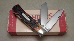 Camillus NY USA #716S Imitation Stag Double Lockback Knife in Box