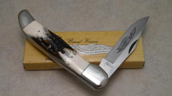 Parker Cut Co Surgical Steel Japan Second Cut Stag Eagle Brand Folding Hunter Knife in Box Parker Cut Co Surgical Steel Japan Second Cut Stag Eagle Brand Folding Hunter Knife in Box