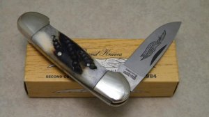 Parker Cut Co Surgical Steel Japan Second Cut Stag Eagle Brand Canoe Knife in Box