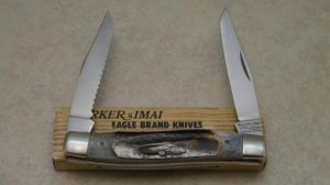 Parker IMAI Surgical Steel Japan Second Cut Stag K295 Eagle Brand Muskrat Knife in Box