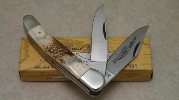Parker & Son Surgical Steel Japan Sandbar Stag M-1515 Eagle Brand Copperhead Knife in Box Parker & Son Surgical Steel Japan Sandbar Stag M-1515 Eagle Brand Copperhead Knife in Box