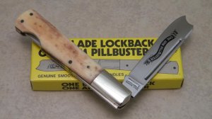 Parker Cut Co Surgical Steel Japan Bone Eagle Brand One Arm Pillbuster Lockback Knife in Box