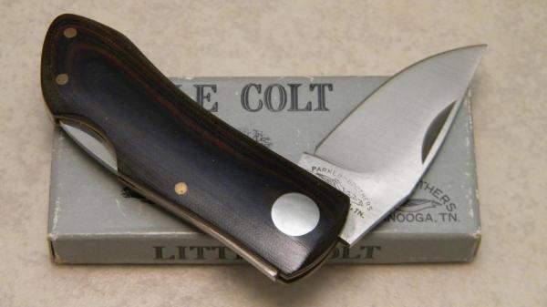 Parker Brothers Surgical Steel Japan Micarta Eagle Brand Little Colt Lockback Knife in Box Parker Brothers Surgical Steel Japan Micarta Eagle Brand Little Colt Lockback Knife in Box