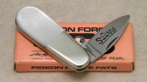 Parker Cut Co Surgical Steel Japan Pearl Eagle Brand Pigeon Forge Fats 1 Blade Knife in Box