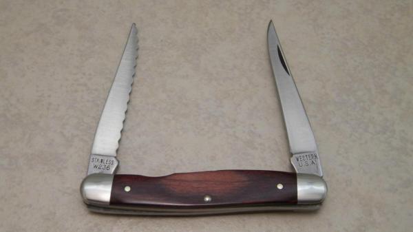 Western USA Stainless W236 Wood Muskrat Knife Western USA Stainless W236 Wood Muskrat Knife