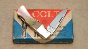 Parker Cut Co Surgical Steel Japan Abalone Pearl Colt Lockback Knife in Box