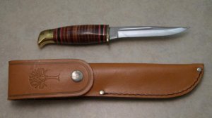 Boker Solingen Germany Alemania 190 Stacked Leather Fixed Blade Sheath Knife c.1960-1970