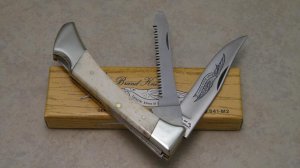 Parker Cut Co Surgical Steel Japan Bone Eagle Brand Lockback Knife with Saw in Box