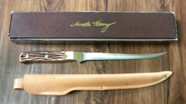 Schrade + USA 167UH Staglon Uncle Henry Steelhead Fillet Knife & Sheath in Box